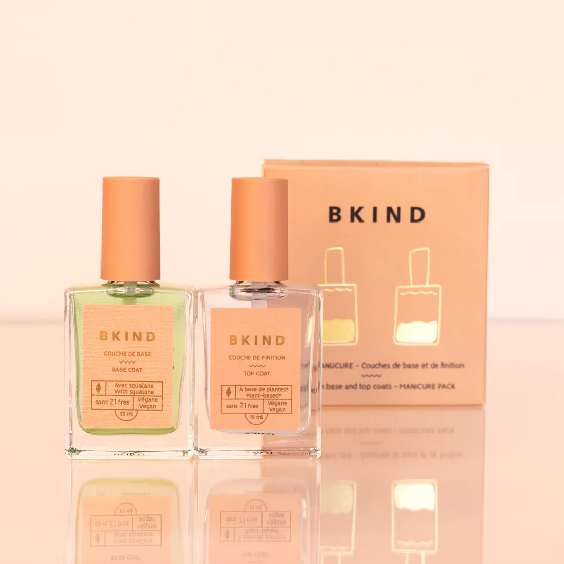 BKIND Manicure Pack - Nail Polish Base and Top Coats
