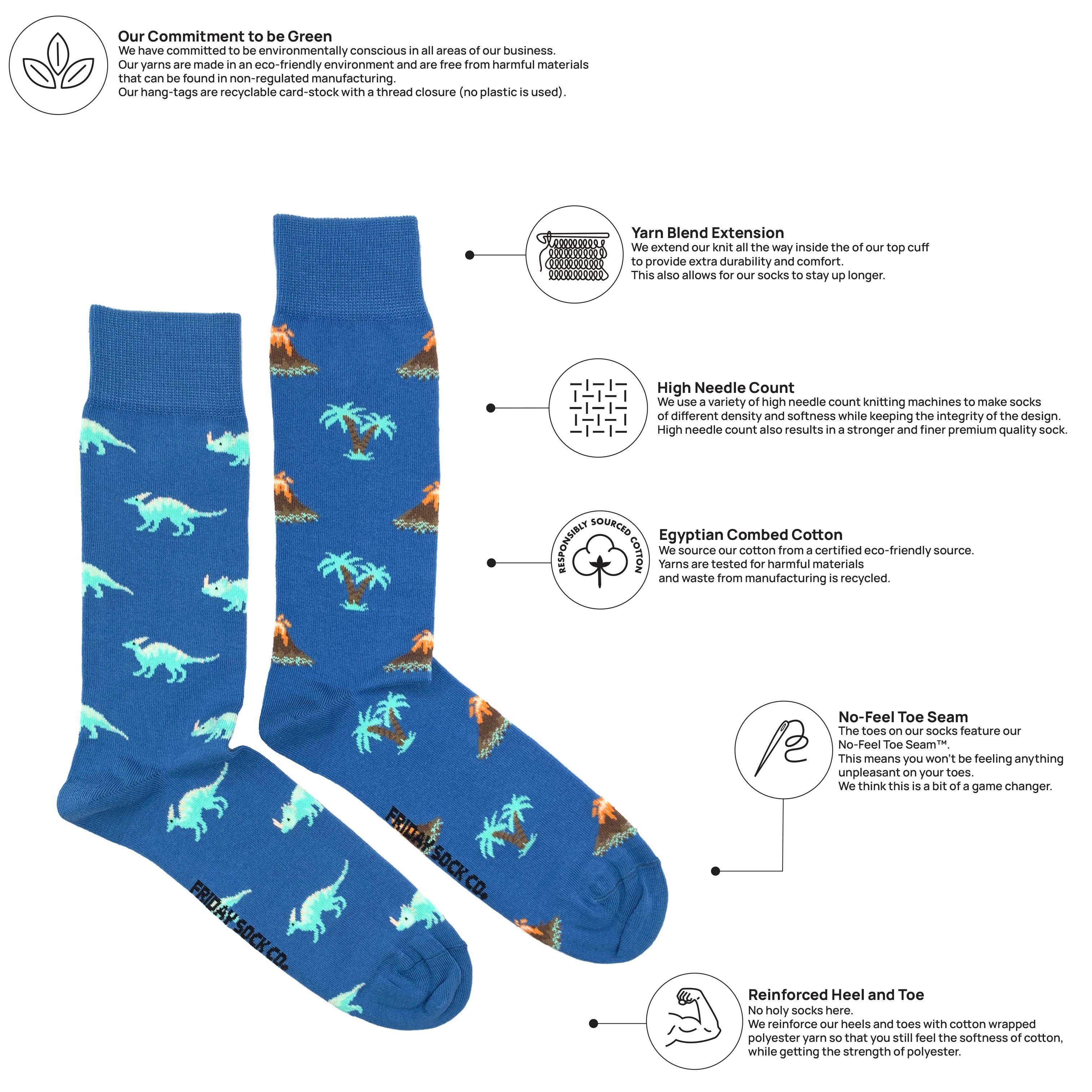 Men’s Volcano & Dinosaur Socks - Image 2