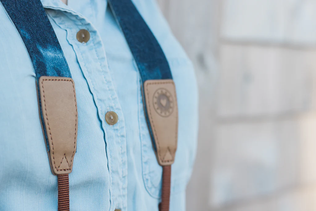 Ocean Waves Denim Camera Strap
