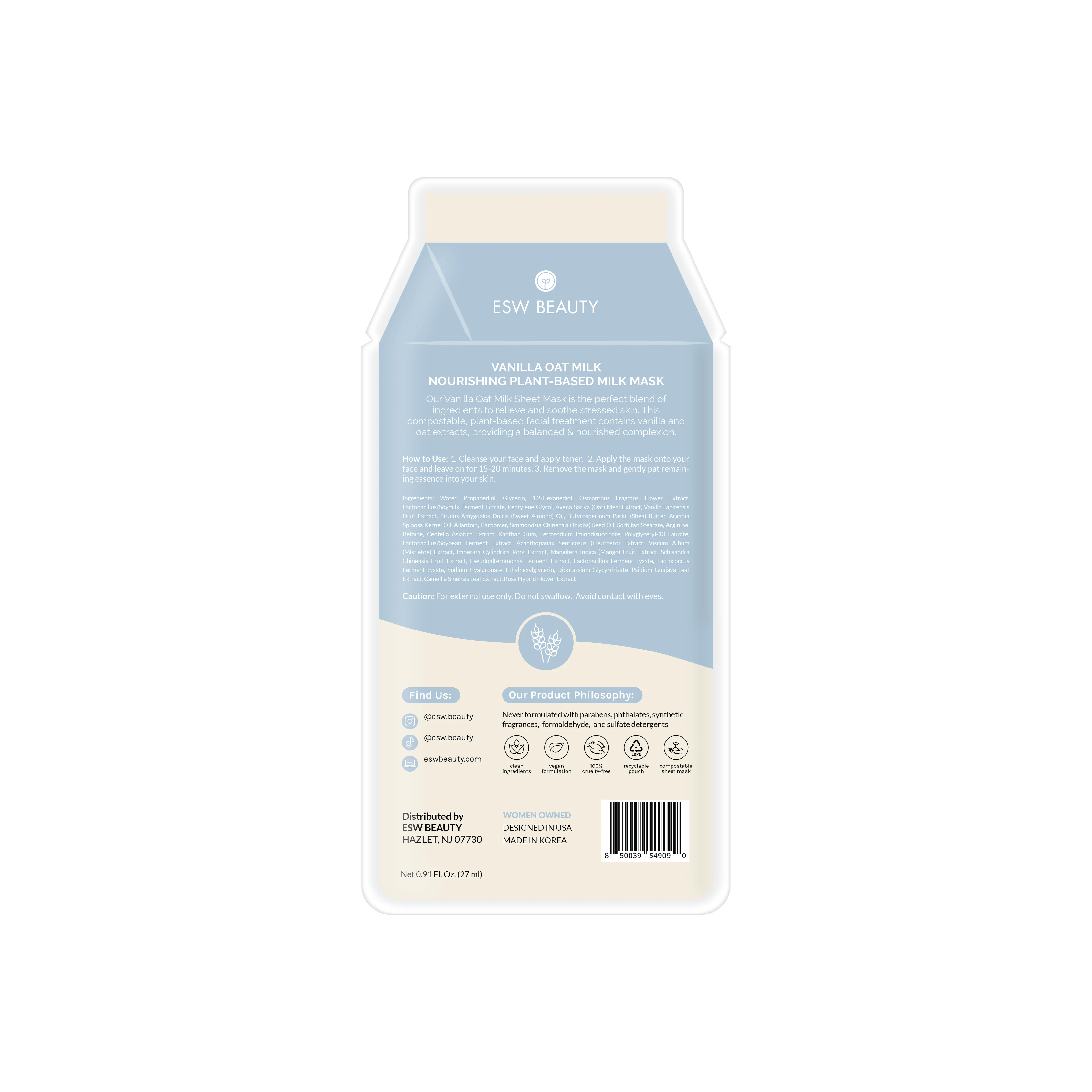 Vanilla Oat Milk Nourishing Plant-Based Milk Sheet Mask - Image 3