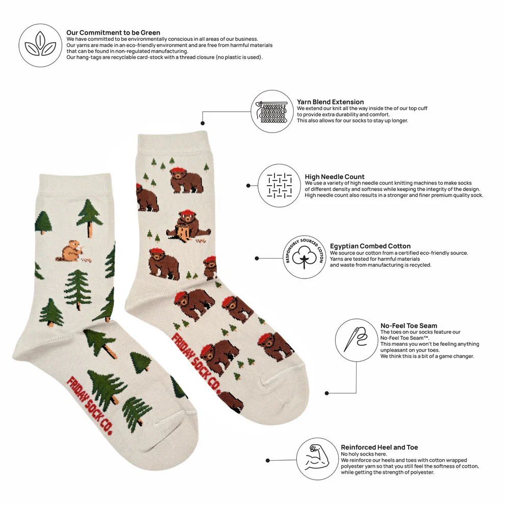 Women's Bear in Hat and Trees Socks - Image 2