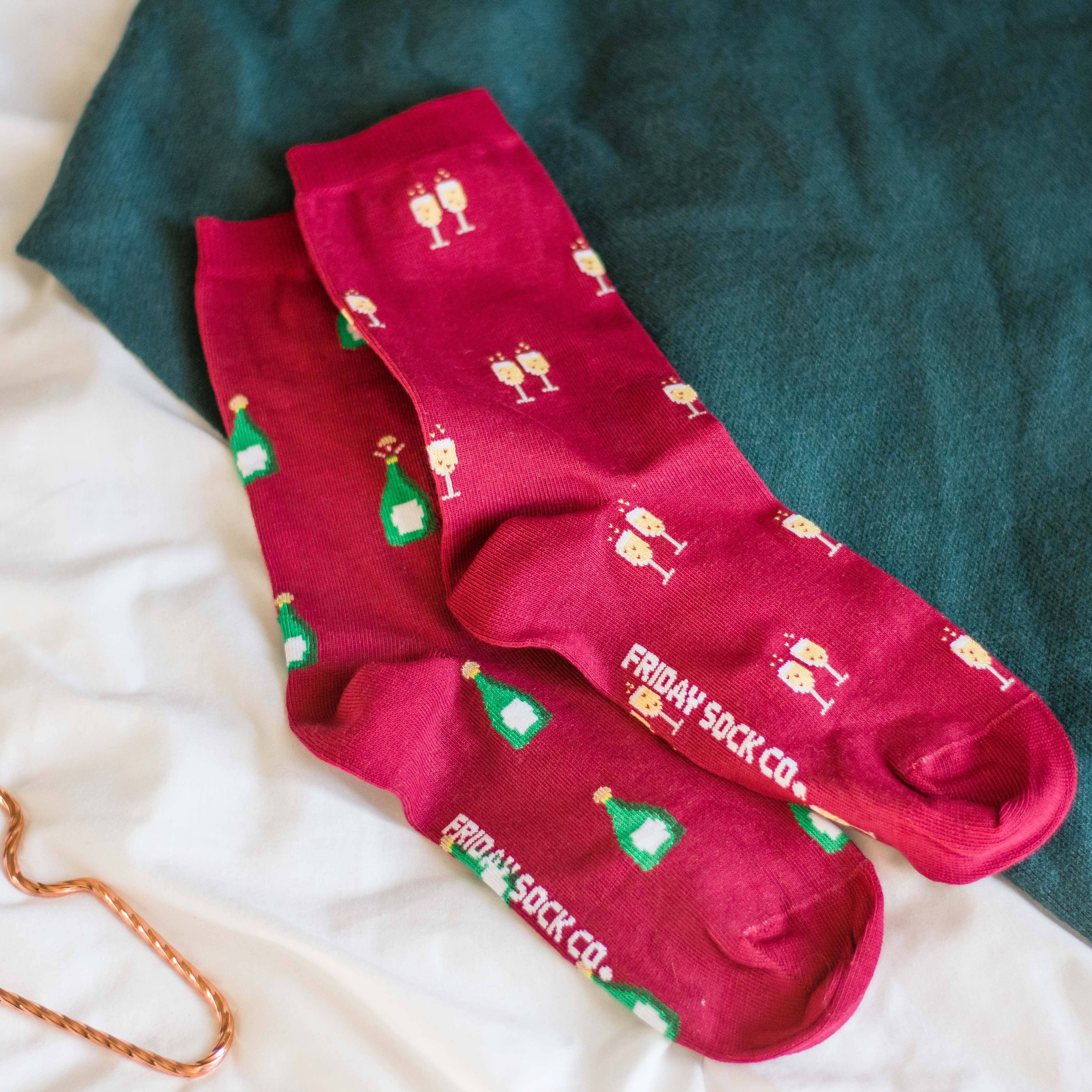 Women's Champagne & Glass Socks - Image 2