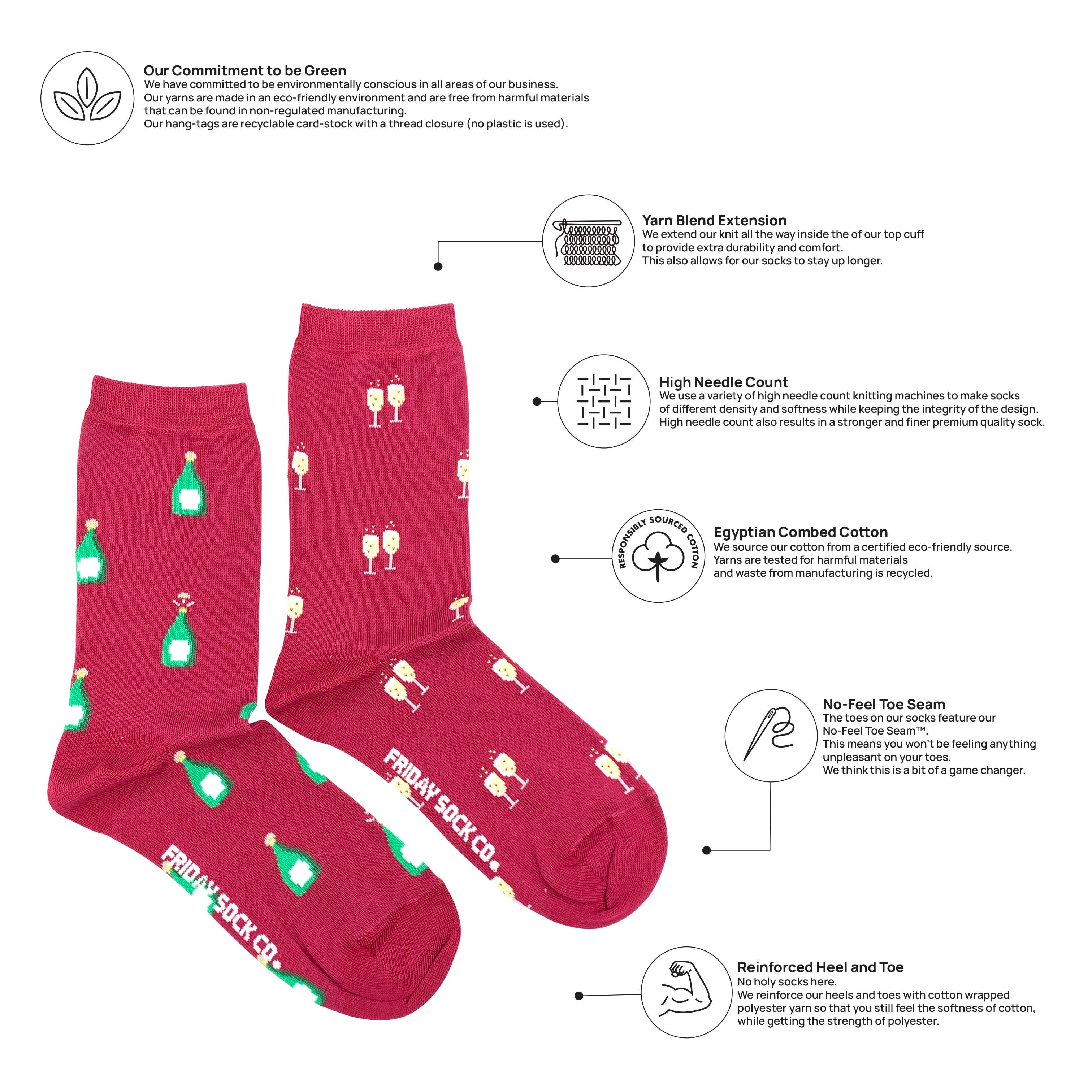 Women's Champagne & Glass Socks - Image 5