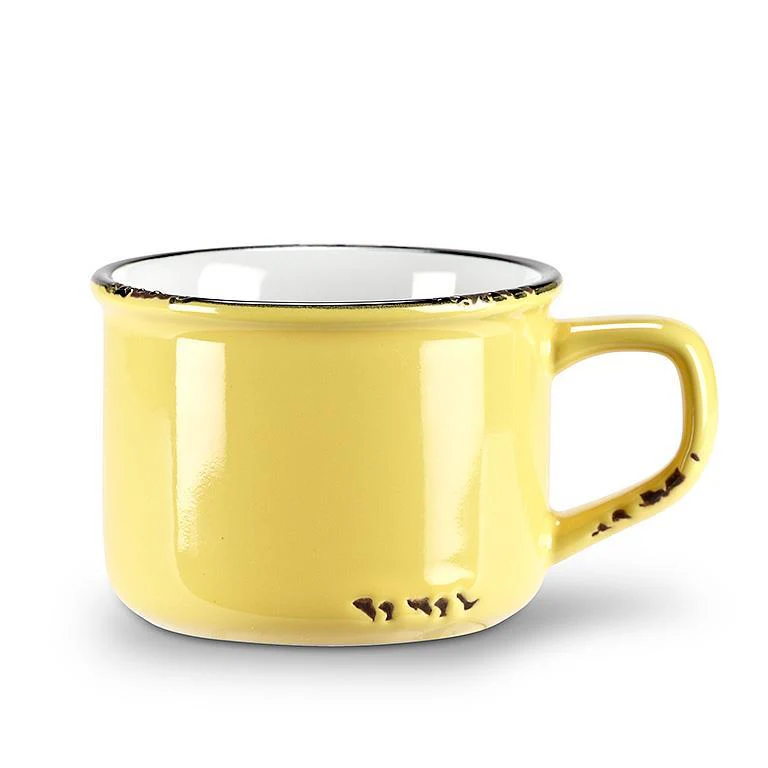 Yellow Enamel-Style Cappuccino Mug